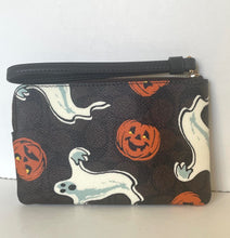Load image into Gallery viewer, Halloween-themed pouch with ghost and pumpkin designs on a white background