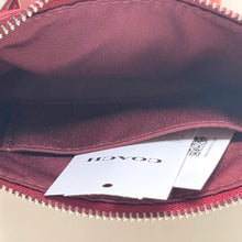Load image into Gallery viewer, Red handbag interior with Coach tag