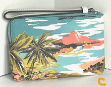 Load image into Gallery viewer, Coach Corner Zip Wristlet Womens White Hawaiian Print Coated Canvas Leather CK416