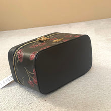 Load image into Gallery viewer, Coach Cosmetic Makeup Case CDC13 Cherry Print Black Large Travel Zip Gold