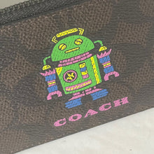 Load image into Gallery viewer, Coach Cosmic Coach Zip Card Case Robot Space CW223 Brown Leather Wallet