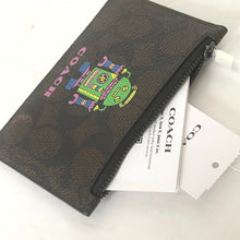 Load image into Gallery viewer, Coach Cosmic Coach Zip Card Case Robot Space CW223 Brown Leather Wallet