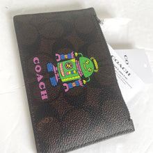 Load image into Gallery viewer, Coach Cosmic Coach Zip Card Case Robot Space CW223 Brown Leather Wallet