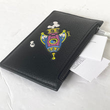 Load image into Gallery viewer, Coach Cosmic Coach Zip Card Case Rocket Ship Space CW222 Black Leather Wallet