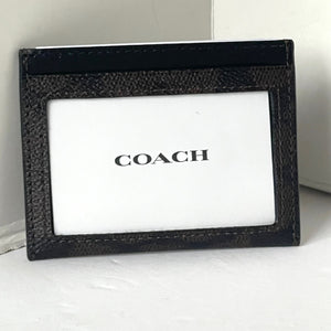 Coach Cosmic Slim Id Card Case Robot Print Black Signature Canvas CW929