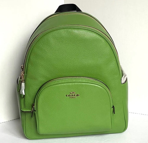 Coach Court Backpack 5666 Large Neon Green Leather Adjustable Pockets
