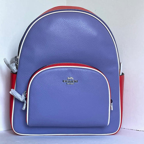 Coach Court Backpack CR768 Large Colorblock Purple Leather Zip ORG PKG