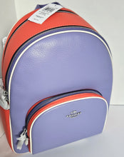 Load image into Gallery viewer, Coach Court Backpack CR768 Large Colorblock Purple Leather Zip ORG PKG