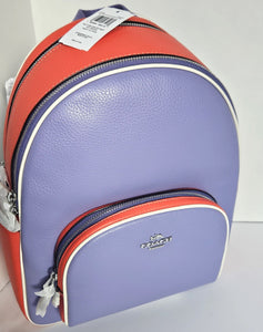 Coach Court Backpack CR768 Large Colorblock Purple Leather Zip ORG PKG