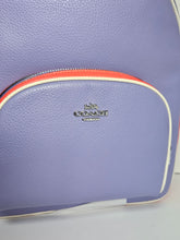 Load image into Gallery viewer, Coach Court Backpack CR768 Large Colorblock Purple Leather Zip ORG PKG