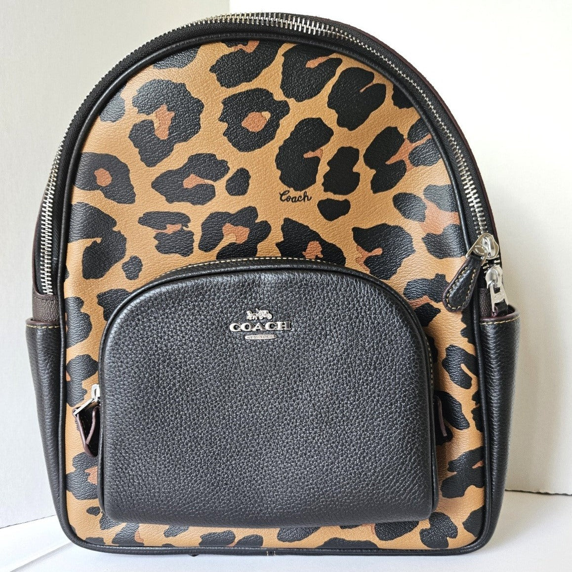 Coach sale leopard backpack