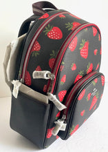 Load image into Gallery viewer, Coach Court Backpack Wild Strawberry Womens Large Black Leather Canvas CH509