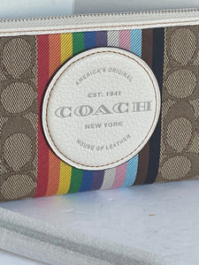 Coach Dempsey Large Phone Wallet Pride Signature Jacquard Rainbow Stripe CJ660