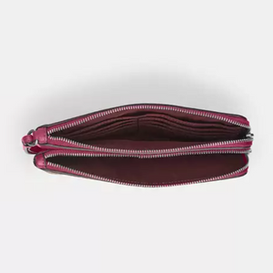 Coach Double Zip Phone Wallet Red Bow Print Signature Canvas Wristlet CAA84