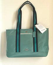 Load image into Gallery viewer, Coach Ellis Tote Shoulder Bag Womens Large Blue Nylon Leather Carryall CA208