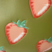 Load image into Gallery viewer, Illustration of strawberries on a green background