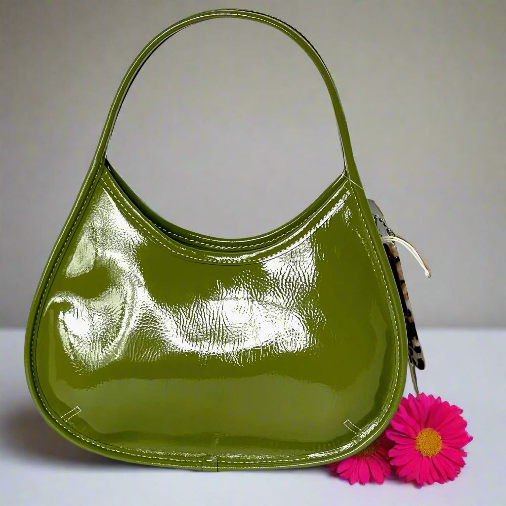Coach Coachtopia Ergo Bag CQ003 Olive Green Crinkle Patent