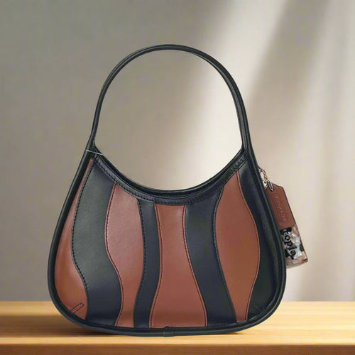 Coach Ergo Bag Wavy Stripe Upcrafted Brown Black Leather Coachtopia 90s CQ004