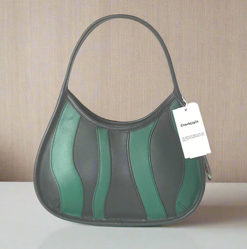 Coach Ergo Bag Wavy Stripe Upcrafted Green Leather Coachtopia 90s CQ004