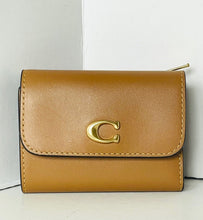Load image into Gallery viewer, Brown wallet with a gold clasp on a white surface