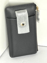 Load image into Gallery viewer, Coach Essential Phone Case Wallet CJ866 Black Leather Card Holder Zip Pebbled