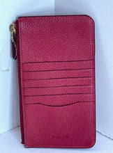 Load image into Gallery viewer, Coach Essential Phone Case Wallet CJ866 Red Leather Card Holder Zip Pebbled