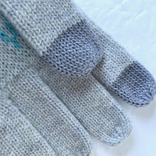 Load image into Gallery viewer, Coach Fair Isle Wool Knit Gloves Womens Blue Tech Mittens Logo Cuff OS