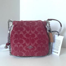 Load image into Gallery viewer, Red Coach handbag with chain detail on a white background