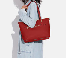 Load image into Gallery viewer, Coach Gallery Tote Womens Large Red Leather Zip Top Shoulder Bag 79609