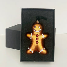 Load image into Gallery viewer, Gingerbread man ornament in a black box on a white background