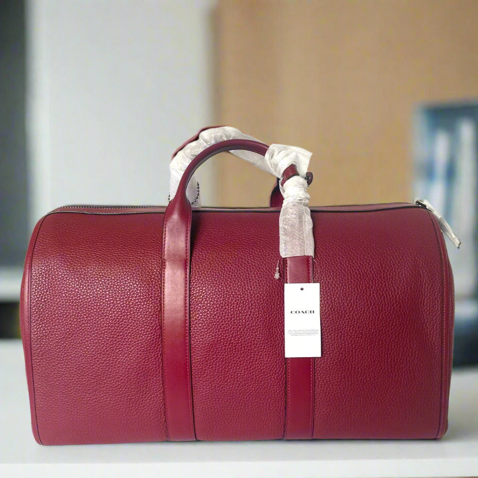 CoachGothamDuffleBag45RedPebbledLeatherCrossbodyTSACV957ORGPKG_2