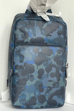 Load image into Gallery viewer, Coach Gotham Pack Sling Camo Mens Blue Leather Small Backpack Crossbody Bag