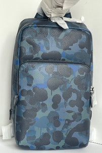 Coach Gotham Pack Sling Camo Mens Blue Leather Small Backpack Crossbody Bag