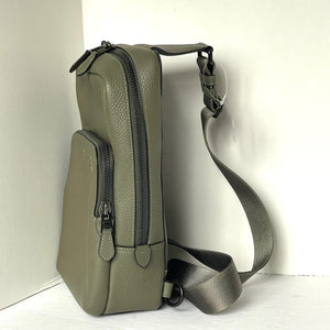 Coach Gotham Pack Sling Mens Army Green Leather Backpack Crossbody C5331