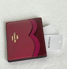 Load image into Gallery viewer, Coach Heart Card Case Red Pebbled Leather Slim Wallet Gold CU138