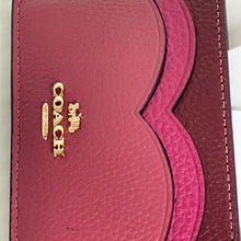 Load image into Gallery viewer, Coach Heart Card Case Red Pebbled Leather Slim Wallet Gold CU138