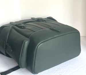 Coach Hitch Backpack Mens Large Green Laptop Sleeve Varsity Stripe C5338
