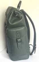 Load image into Gallery viewer, Coach Hitch Backpack Mens Large Green Laptop Sleeve Varsity Stripe C5338