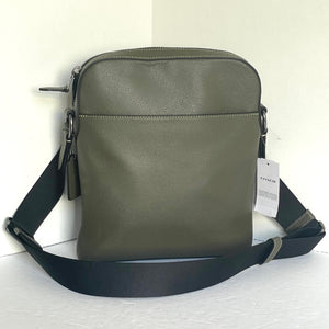 Coach Houston Flight Bag Smooth Calf Leather Mens Olive Green Crossbody CP756