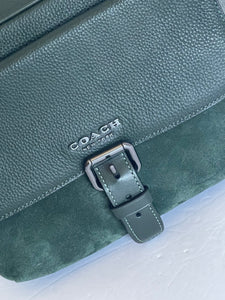 Coach Hudson Crossbody Leather Suede Shoulder Bag Amazon Green CB906