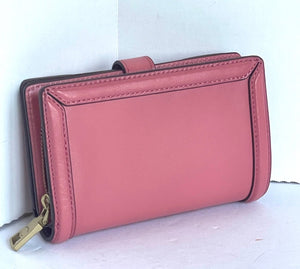 Coach Hutton Wallet Womens Small PInk Leather Turnlock Bifold Coin Zip Billfold