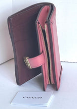 Load image into Gallery viewer, Coach Hutton Wallet Womens Small PInk Leather Turnlock Bifold Coin Zip Billfold