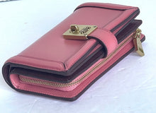 Load image into Gallery viewer, Coach Hutton Wallet Womens Small PInk Leather Turnlock Bifold Coin Zip Billfold
