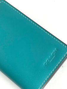 Coach ID Wallet Mens Blue Bifold Slim Calf Leather Card Case CJ728