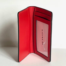 Load image into Gallery viewer, Coach ID Wallet Mens Red Poppy Bifold Slim Calf Leather Card Case CJ728