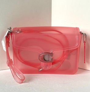 Coach Jelly Tabby Clear Shoulder Bag Womens Pink 1970s Crossbody Wristlet