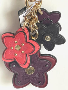 Coach Keychain Bag Charm Wildflower Leather Key FOB 5136 Oxblood Berry