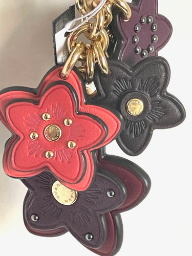 Coach Keychain Bag Charm Wildflower Leather Key FOB 5136 Oxblood Berry