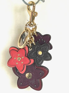 Coach Keychain Bag Charm Wildflower Leather Key FOB 5136 Oxblood Berry