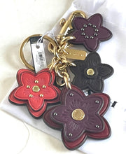 Load image into Gallery viewer, Coach Keychain Bag Charm Wildflower Leather Key FOB 5136 Oxblood Berry